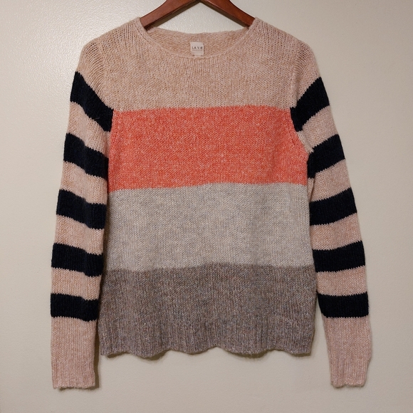 La Vie Rebecca Taylor Striped Textured Jumper Size M Colorblock modern - Picture 3 of 9